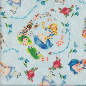 Alice in Wonderland Blue Quilting Fabric Remnant 47cm x 112cm 