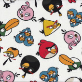 Angry Birds on White Boys Kids Licensed Quilt Fabric