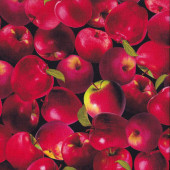 Red Juicy Apples on Black Fruit Kitchen Quilting Fabric