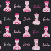 Barbie Girl with Sunglasses on Black Licensed Quilting Fabric