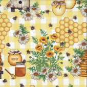 Bees Beehives Daisies Honey Bee All You Can Bee Quilting Fabric