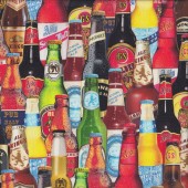 Beer Bottles of the World Mens Ale House Quilting Fabric