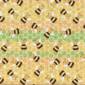 Bumblebees on Yellow Bees Insect Honeycomb Kids Girls Quilt Fabric