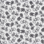 Bicycles on White Bikes Quilting Fabric