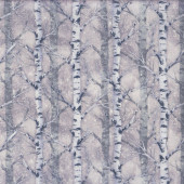 Birch Trees with Silver Metallic Quilting Fabric SEE DESCRIPTION