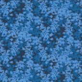 Blue Leaves on Navy Camouflage Quilting Fabric