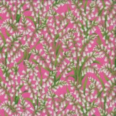 Pretty White Bluebell Flowers on Pink Floral Quilting Fabric