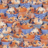 Delicious Blueberry Muffins Sweets Cake Quilting Fabric