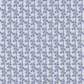 Small Navy Blue Flowers Floral on White Tea For Two Quilt Fabric