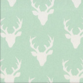Stag Deer Buck Forest Animals on Pastel Green Quilting Fabric