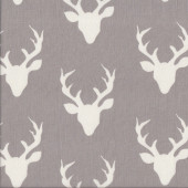 Stag Deer Buck Forest Animals on Grey Quilting Fabric