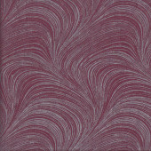 Silver Metallic on Burgundy Wave Texture Marble Blender Quilting Fabric