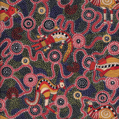 Australia Aboriginal Burrambin LAMINATED Water Resistant Slicker Fabric 