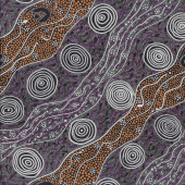 Australian Indigenous Aboriginal Bush Camp Purple by A.Napanangka Quilting Fabric