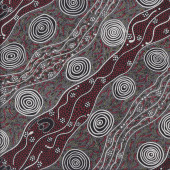 Australian Indigenous Aboriginal Bush Camp Red by A.Napanangka Quilting Fabric