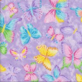 Pretty Butterflies on Purple Sparkly Silver Metallic Girls Quilting Fabric