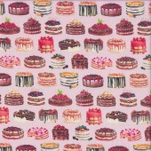 Small Cakes on Pink Sweet Tooth Food Kitchen Quilting Fabric