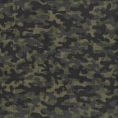 Camouflage Black Grey on Khaki Green Quilting Fabric