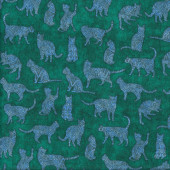 Cats on Green Purr Suasion Quilting Fabric