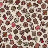 Chocolates Confections Sweets Metallic Quilt Fabric