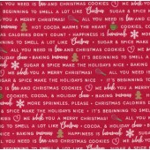 Christmas Baking Phrases on Red Cookies Cocoa Holiday Quilting Fabric