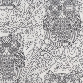 Owls on White Color Quilting Fabric