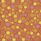 Orange Yellow Circles Free Motion Fantasy Quilting Fabric