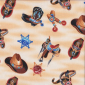 Cowboy Boots Hat City Marshal Spurs Quilting Fabric