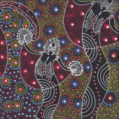Australian Indigenous Aboriginal Dancing Spirit Red By Colleen Wallace Quilt Fabric
