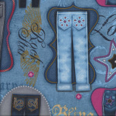 Diamonds and Denim Jeans Bling Rock Star Diva Girls Quilting Fabric