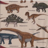 Dinosaurs Fabric Remnant Heavier Weight Cotton 49cm x 112cm