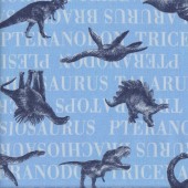 Dinosaurs on Blue Remnant Heavier Weight Cotton 39cm x 112cm