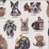 Doggie Drama Boston Terrier Dachshund Labrador Pet Animal Quilting Fabric