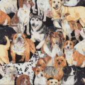 Dogs Border Collie Terrier Greyhound Bulldog Quilting Fabric