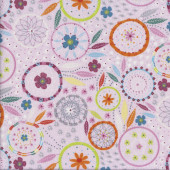 Pretty Dreamcatchers on Pink Feathers Flowers Quilting Fabric