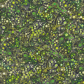 Effervescence Emerald Green Fizzing Bubbles on Black Quilting Fabric