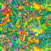 Colourful Insects Reptiles LARGE PRINT Quilting Fabric By The Metre