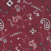 Farmall Tractors McCormick Paisley on Burgundy Quilting Fabric