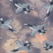 Fighter Jet Aeroplanes Aircraft Air Force Centenary Quilting Fabric
