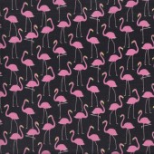 Pink Flamingos on Black Quilting Fabric
