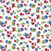 Blue and Red Flowers on White Flowerhouse Jubilee Quilting Fabric