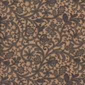 Flowers Leaves Floral Design on Light Brown Quilting Fabric