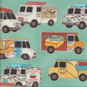 Food Truck Green Quilting Fabric