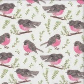 Pink Breasted Robins Birds Australian Wildlife Forest Wonders Quilting Fabric