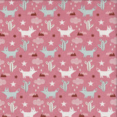 Foxes Cactus Stars Clouds on Brown Quilting Fabric