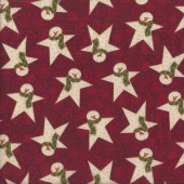Gingerbread Stars Wrapped in Joy on Burgundy Quilting Fabric