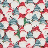 I'll be Gnome for Christmas Gnomes with Hats Quilting Fabric