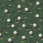 Golf Balls Holes on Green Sport Chip Shot Quilting Fabric