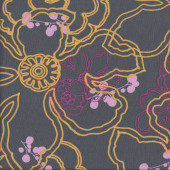 Flower Outlines on Grey Graphic Blooms City Quilting Fabric