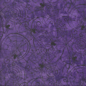Spiders Spider Webs on Purple with Metallic Silver Quilting Fabric